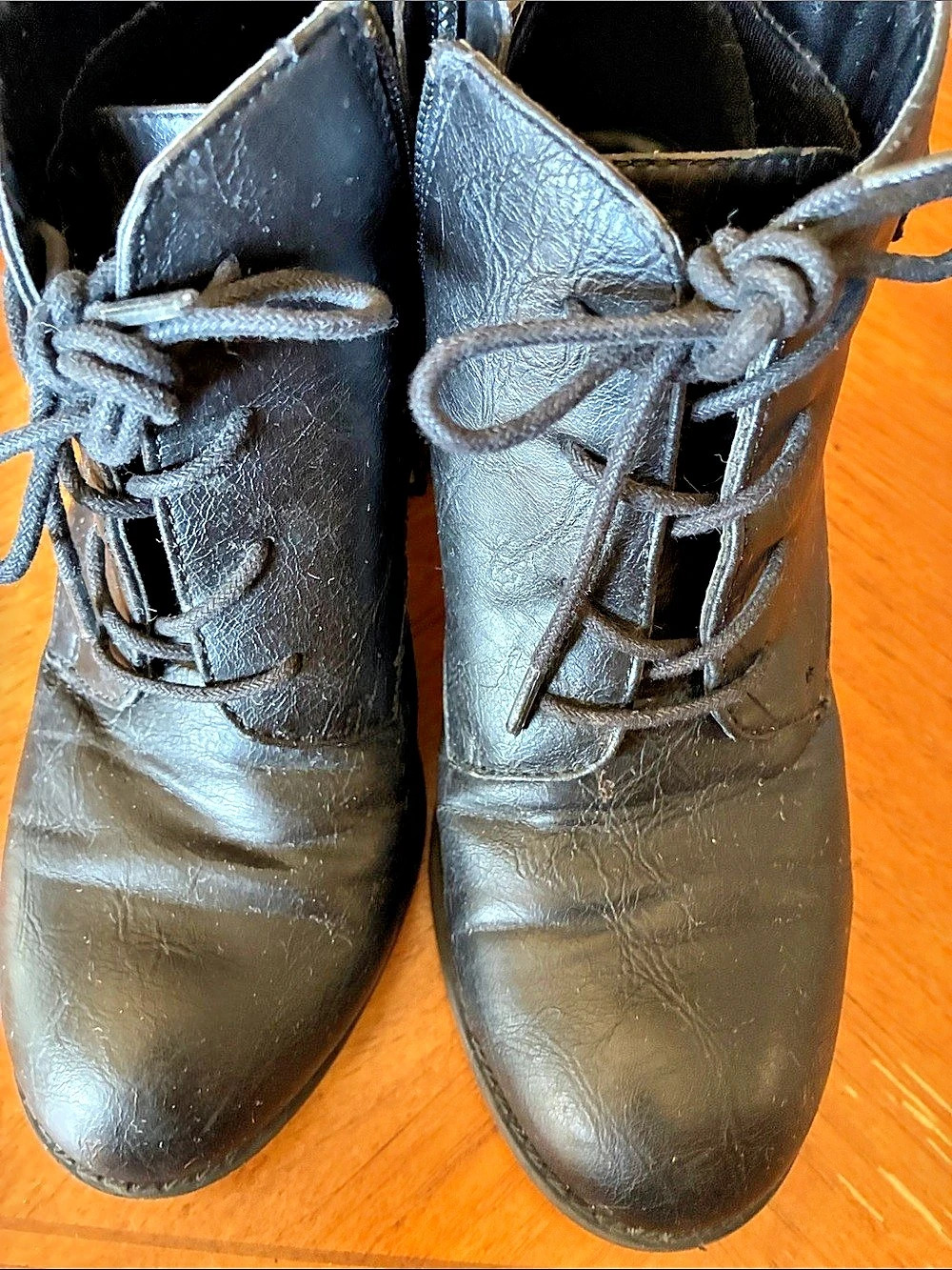 Spring Step Black Lace-Up Ankle Boots